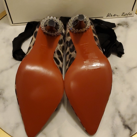 Lanvin x H&M leopard crystal tie heels - Picture 7 of 10